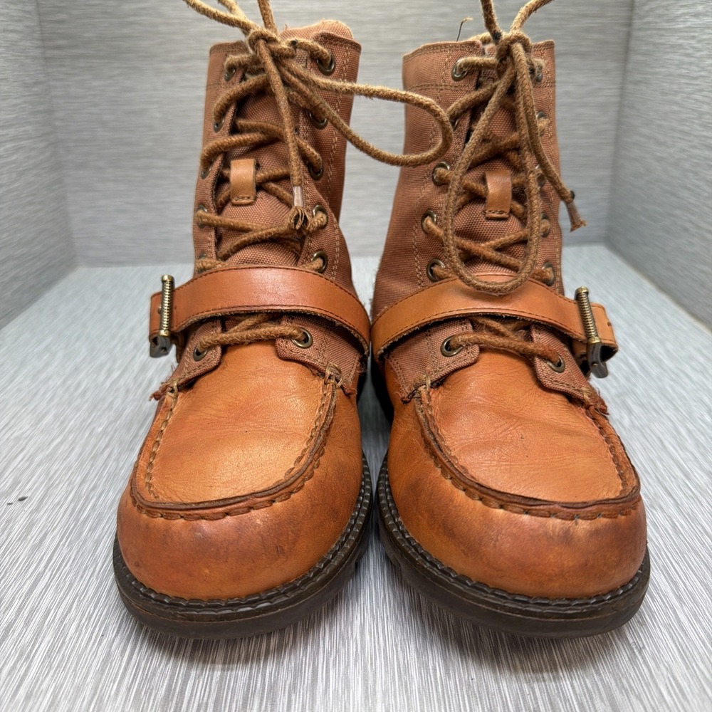 Polo Ralph‎ Lauren Youth Boots Leather Brown Lace Up Strap Boys 4.5